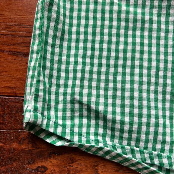 J Crew Sz 0 Gingham Halter Top Tie Neck Green White Preppy Coastal Classic - Picture 6 of 6